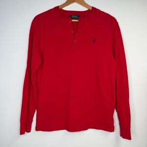 Polo by Ralph Lauren Boys Red Waffle Long Sleeve Shirt Size XL 18-20‎ Henley